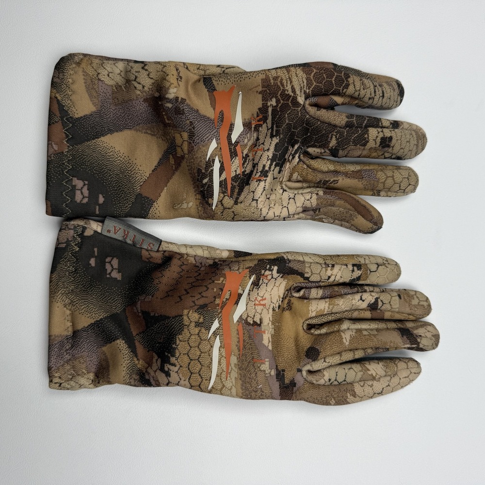 Sitka Full Finger Gloves Mens Large Brown Camo Hunting Lightweight Polyester